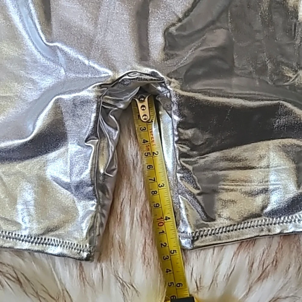 NWT SKIMS Metallic Swim Cycle Suit Size S Nickel